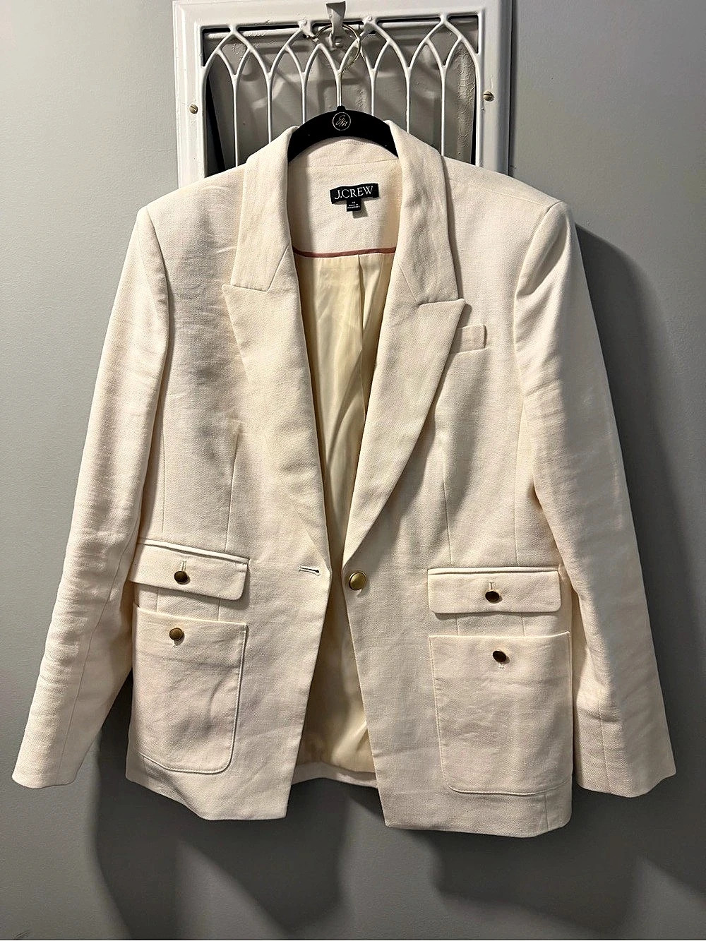J.Crew Linen Blazer in ivory Size 10
